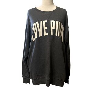 Victoria’s Secret PINK gray tunic length neck sweatshirt with white printing
